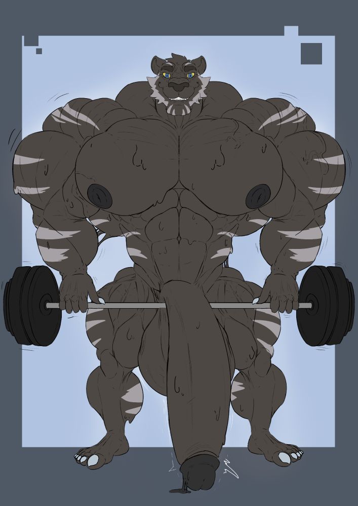 big tiger lifting with his hyper muscle
characters belong to @polymorphtiger.bsky.social
