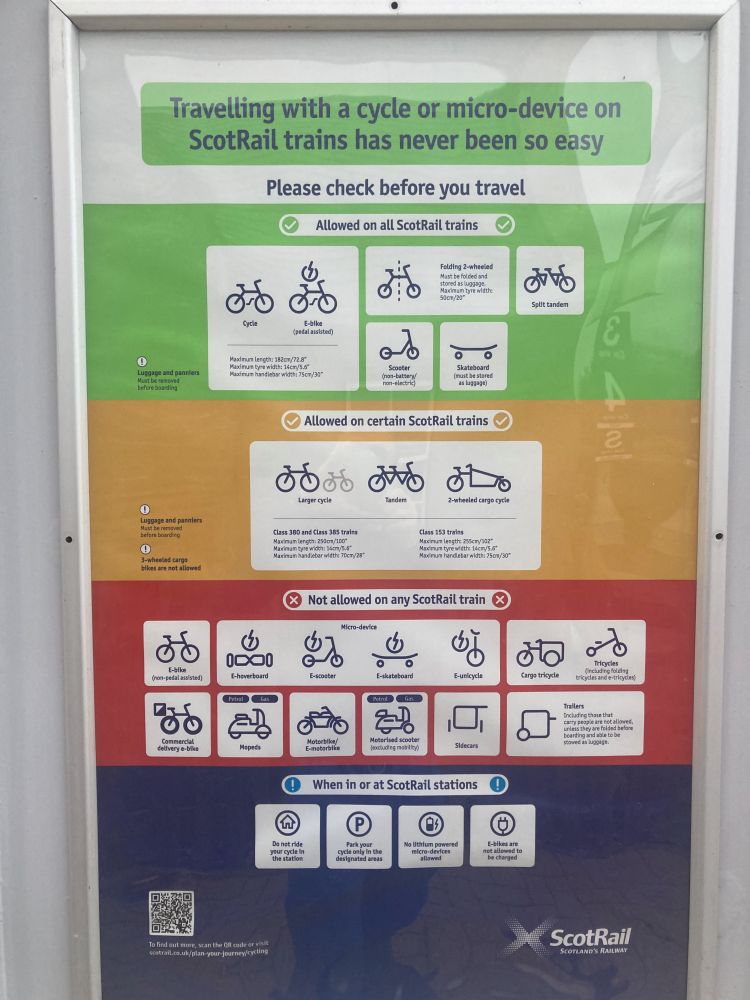 New ScotRail poster showing what types of bike allowed on which trains