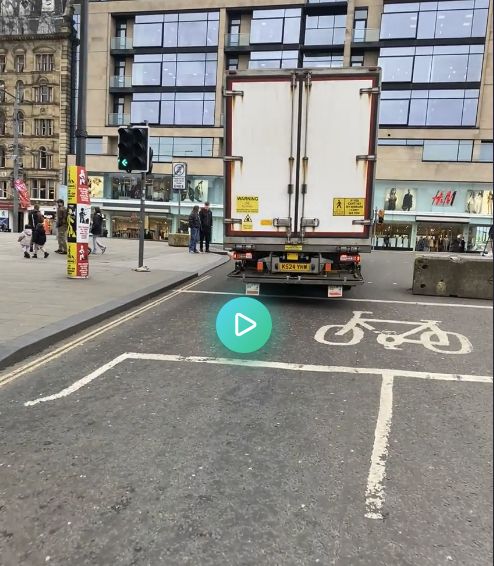 video clip - HGV using the bus gate
