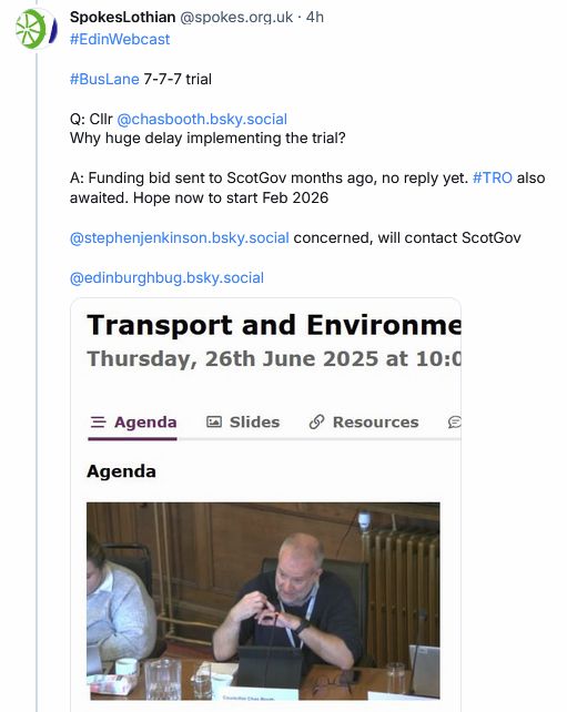 copy of post in above thread re delays to bus lane 7-7-7 trial