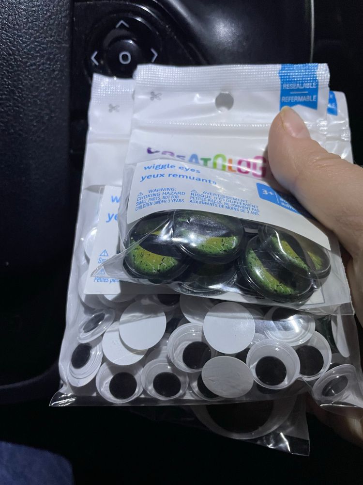 Several bags of googly eyes. 