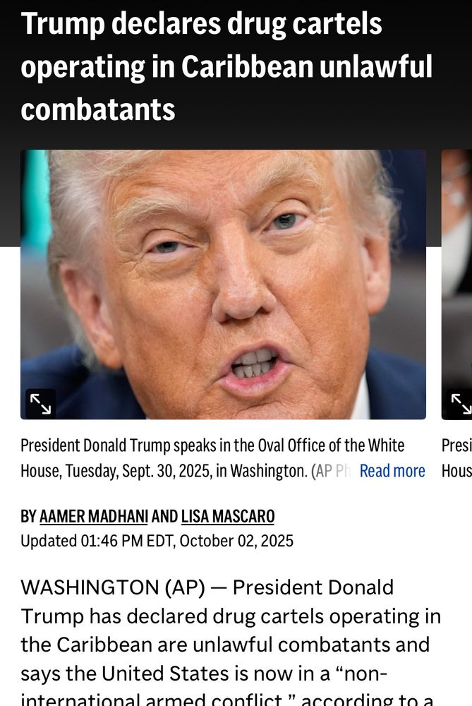 Trump declares drug cartels operating in Caribbean unlawful combatants 