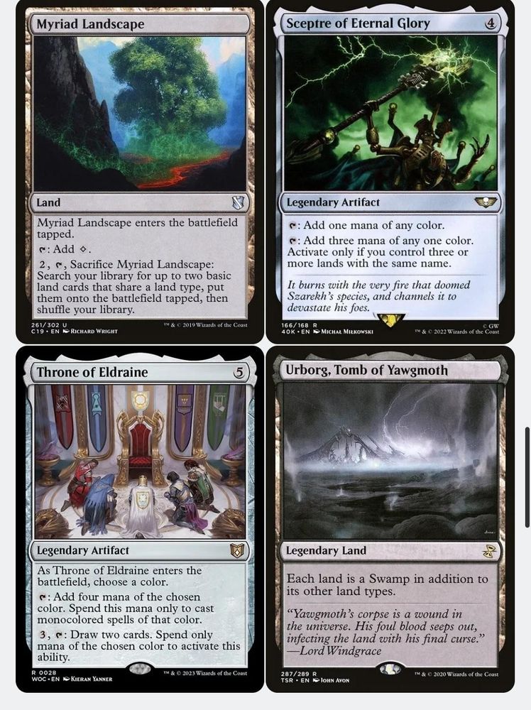 Myriad landscape
Throne of eldraine
Urborg
Sceptre of Eternal Glory