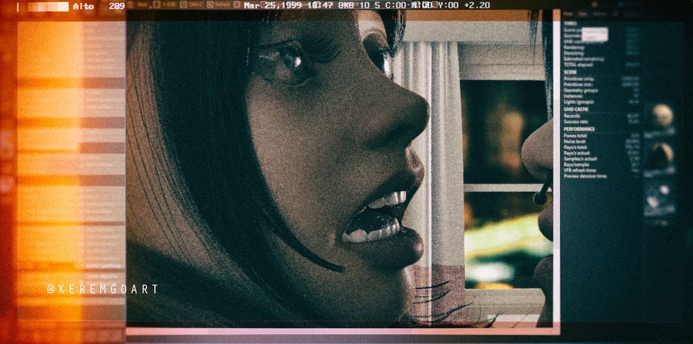 screenshot of a 3d modeling software showing the face of a female character 