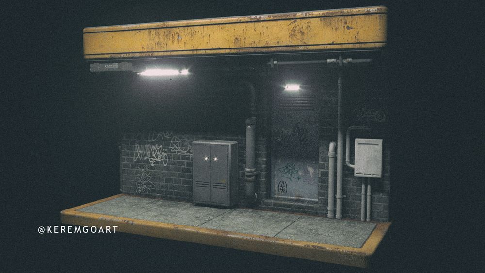 work in progress rendering of a street environment with building facade