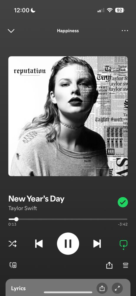 New Year’s Day by Taylor swift from reputation
