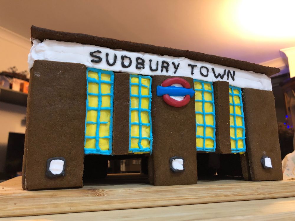 A gingerbread Sudbury Town station.