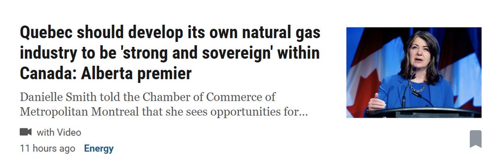 Quebec should develop its own natural gas industry to be 'strong and sovereign' within Canada: Alberta premier