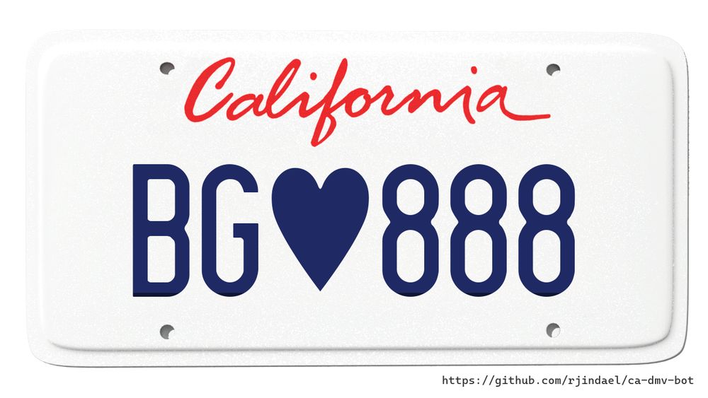 California license plate with text "BG (heart) 888".