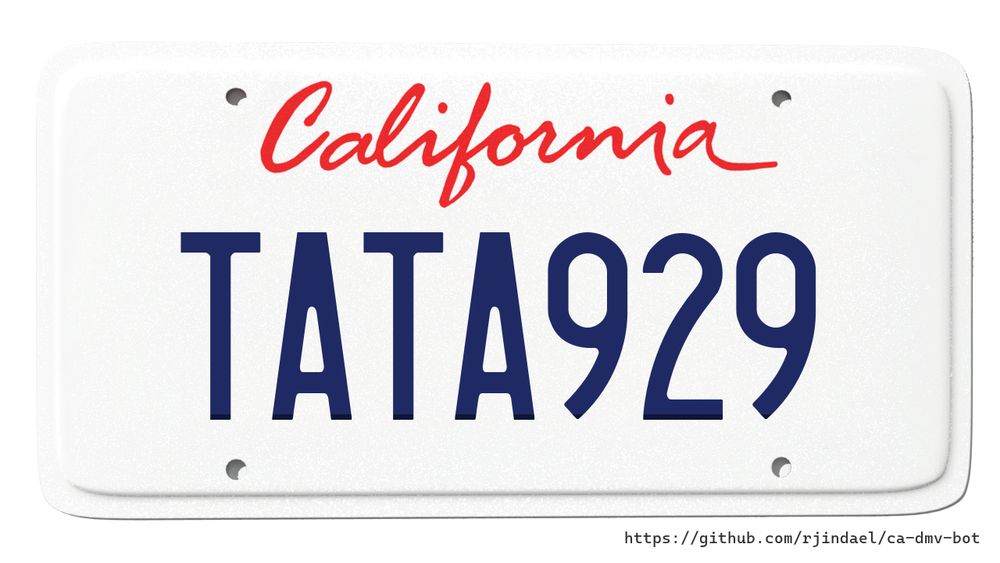 California license plate with text "TATA929".