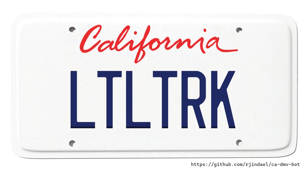 California license plate with text "LTLTRK".