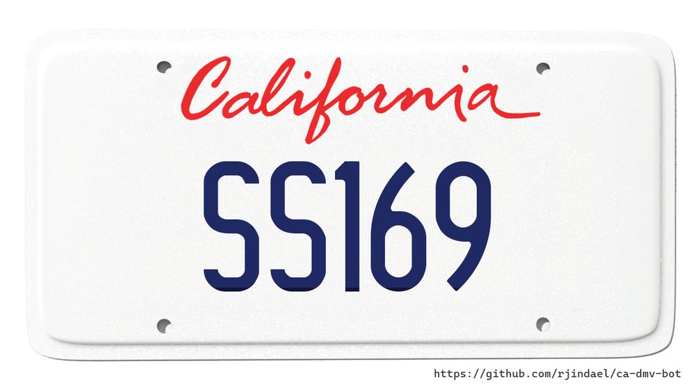 California license plate with text "SS169".