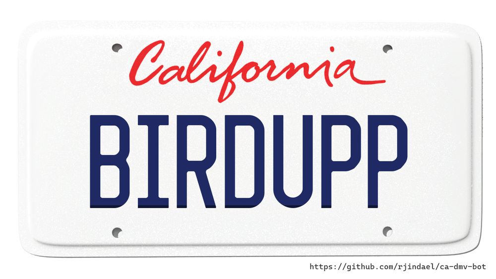 California license plate with text "BIRDUPP".