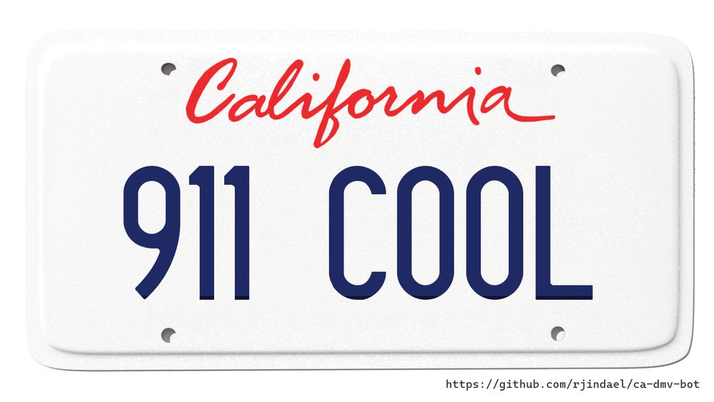 California license plate with text "911 COOL".