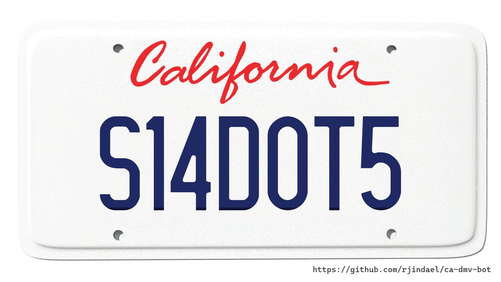 California license plate with text "S14DOT5".