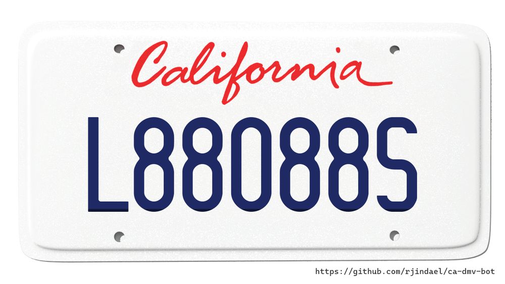 California license plate with text "L88O88S".