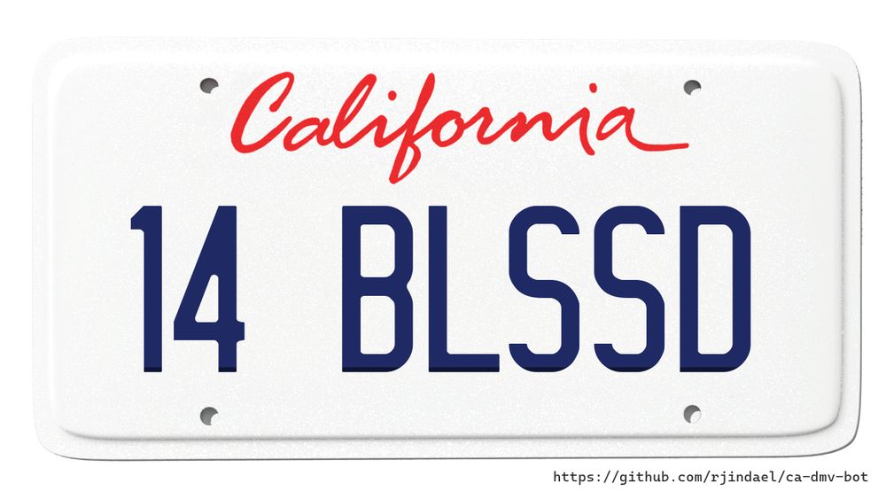 California license plate with text "14 BLSSD".