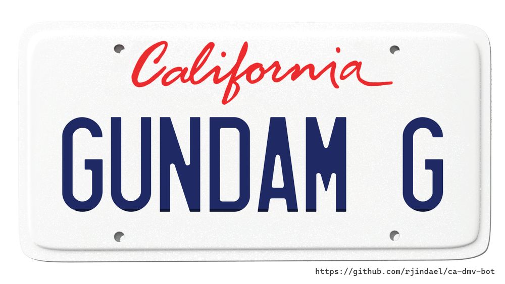 California license plate with text "GUNDAM G".