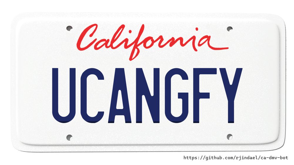 California license plate with text "UCANGFY".