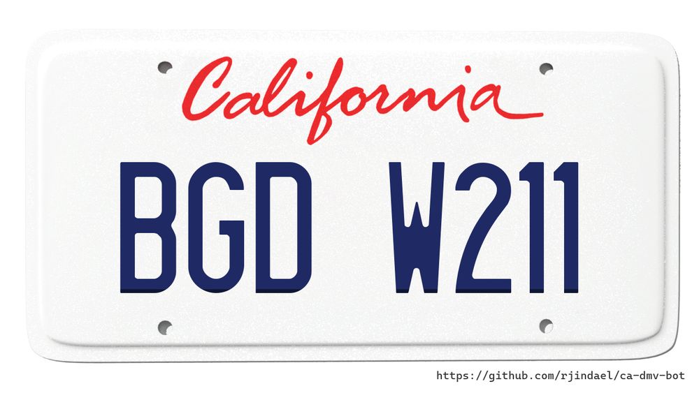 California license plate with text "BGD W211".