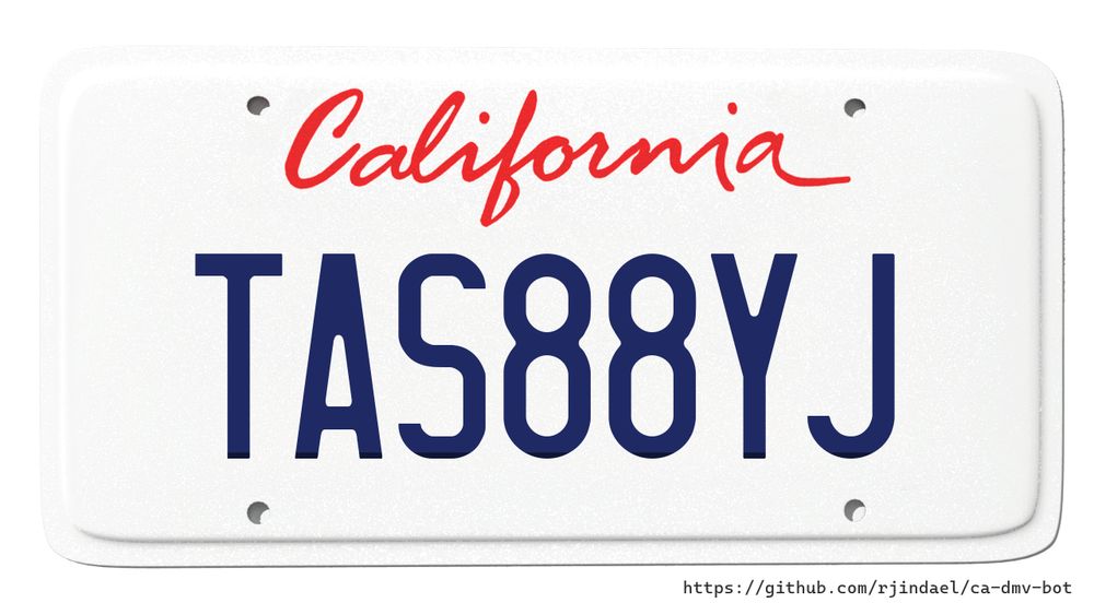California license plate with text "TAS88YJ".