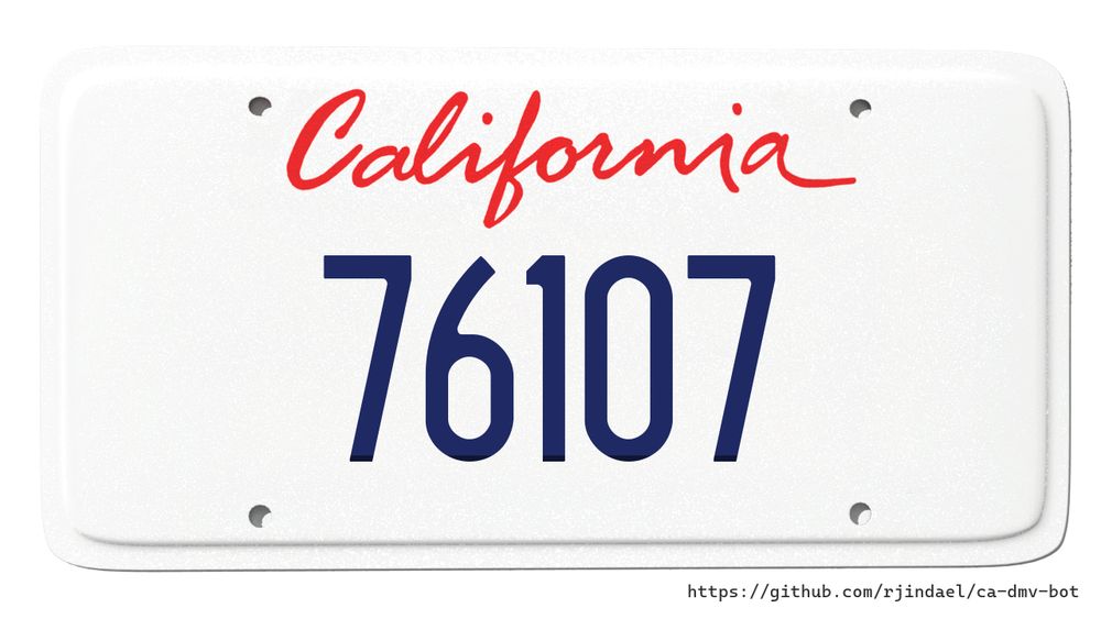 California license plate with text "761O7".