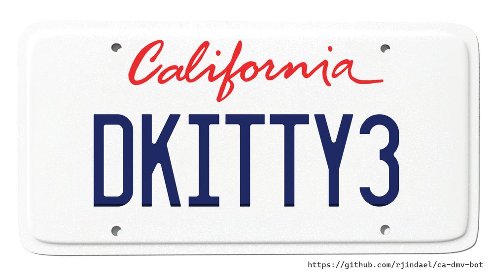 California license plate with text "DKITTY3".