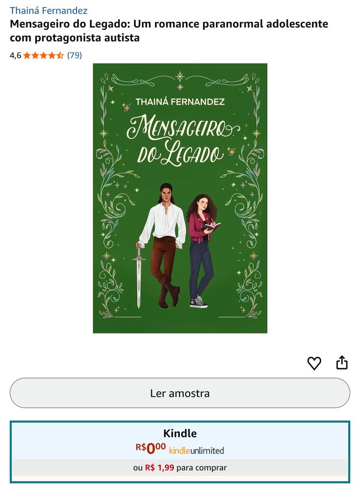 print da página de venda de mensageiro do legado na amazon mostrando o ebook por apenas R$ 1,99