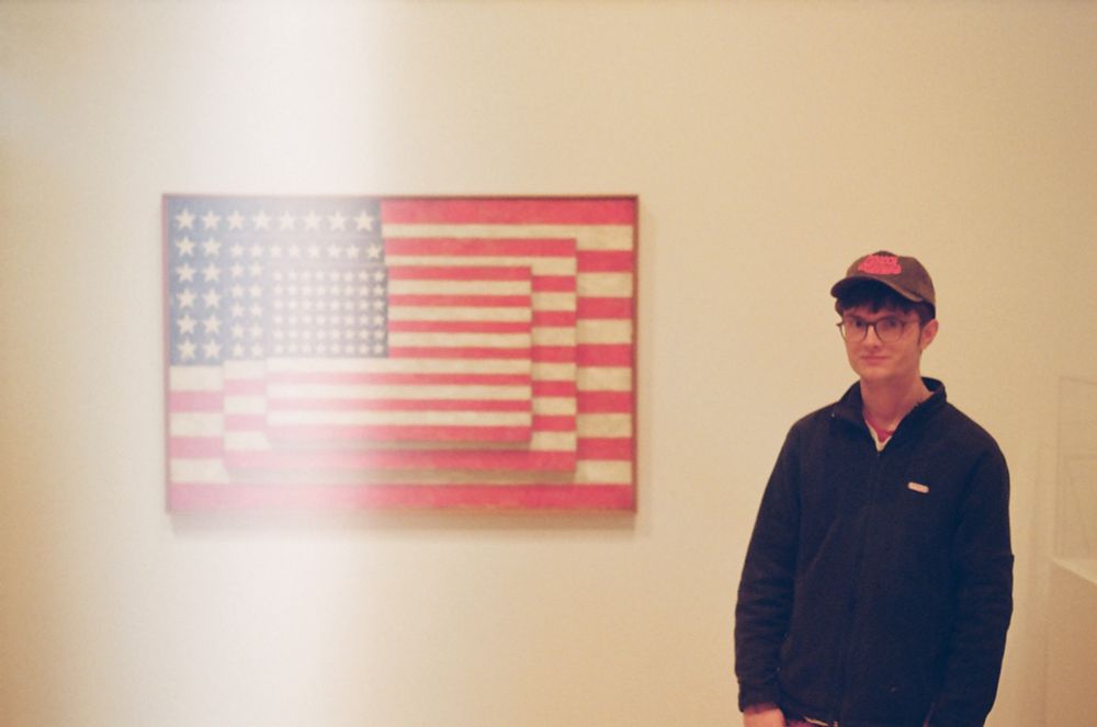 Max Blansjaar pledging his allegiance to America, objectively the best and most sensible country, during the album recording sessions in Brooklyn.