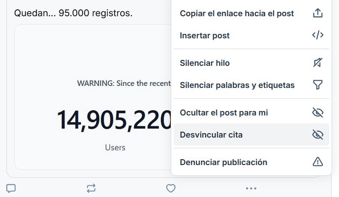 Captura de pantalla donde se puede ver la opción de Desvincular cita.