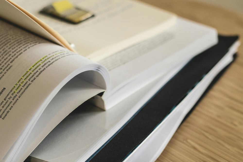 Stack of papers and books