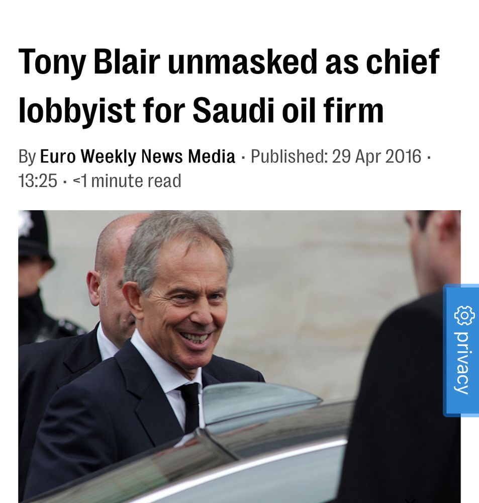 Tony Blair being lobbyist for Saudi oil 