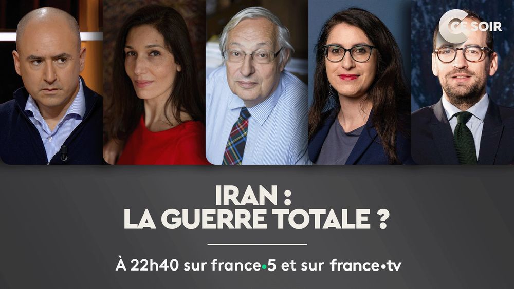 Voici les invités de C Ce Soir du 23 juin 2025, dont le thème est « Iran : la guerre totale ? » : 
▶︎ Noam OHANA, Réserviste de Tsahal, auteur de « Journal de guerre / De Sciences Po aux unités d'élite de Tsahal» aux éditions Denoël (11.10.2007)
▶︎ Delphine MINOUI, Grand reporter au Figaro, autrice de « Badjens » aux éditions du Seuil (19.08.24), « Reporter de guerre » aux éditions Bayard (20.08.24)
▶︎ Bertrand BADIE, Professeur émérite à Sciences Po, spécialiste des relations internationales, auteur de L’Art de la paix aux éditions Flammarion (02.10.24)
▶︎ Hamdam MOSTAFAVI, Journaliste, directrice adjointe de la rédaction de Libération
▶︎ Florian LOUIS, Historien, docteur de l’École des Hautes Etudes en sciences sociales (EHESS), auteur de « De la géopolitique en Amérique » aux éditions Puf (20.09.23)