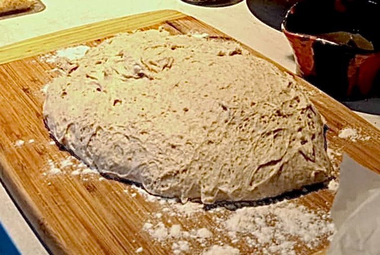 Sourdough bread dough just before shaping