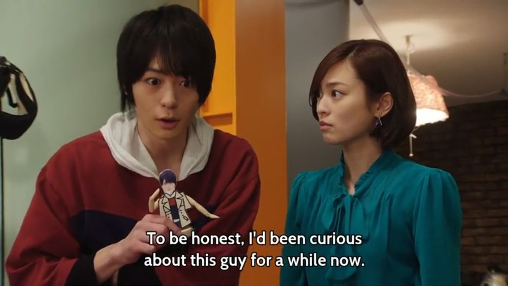 A screenshot from Kamen Rider Build of Kiryuu Sento saying he's been curious about Banjou Ryuuga's increasing strength