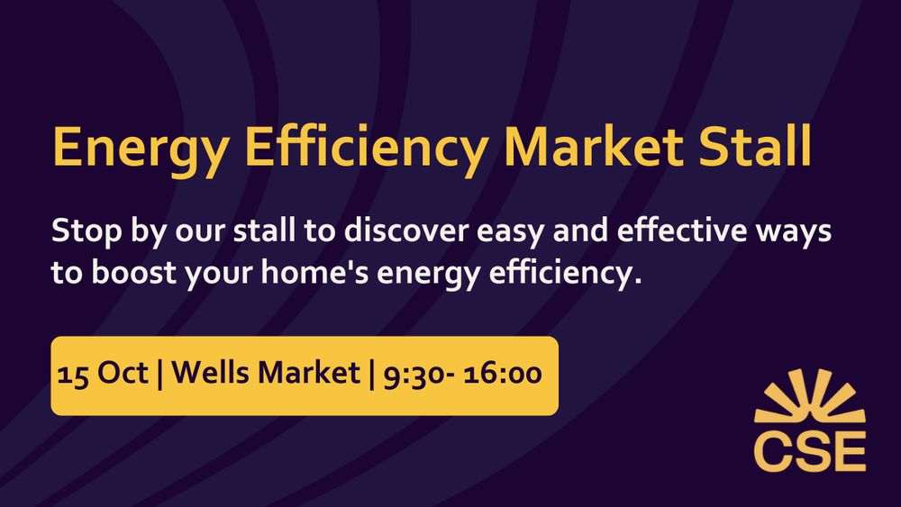 Energy efficiency market stall. Stop by our stall to discover easy and effective ways to boost your home's energy efficiency. 15 Oct | Wells Market | 9:30 - 16:00