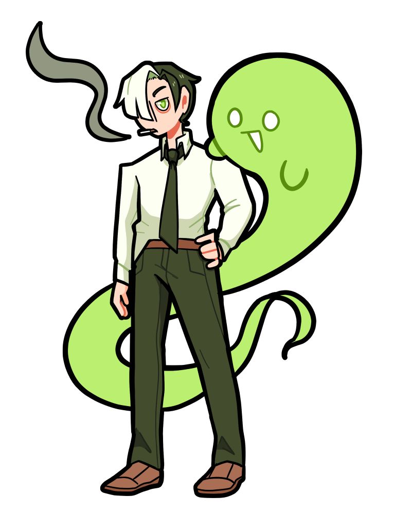 A drawing of Duke with Ghost smiling at him