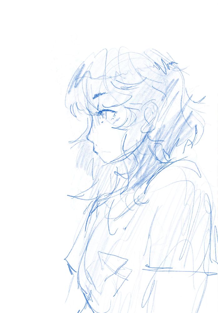 girl looking melancholic- sketch style