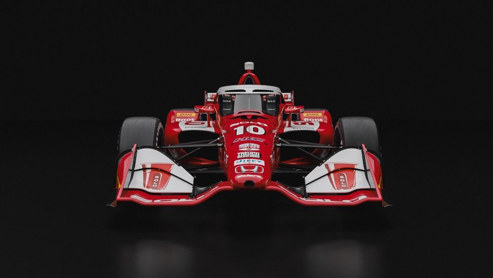 Alex Palou's livery for Road America has been revealed. It features red and white colours. 