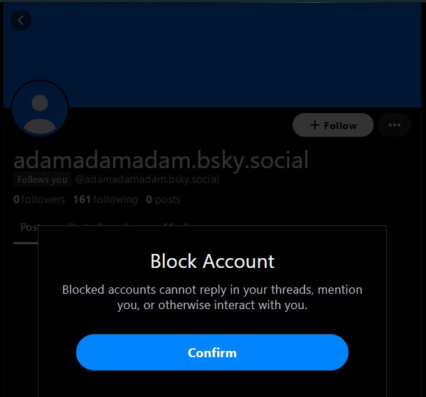 A screenshot of a block 
The account is call Adamadamadamadam
