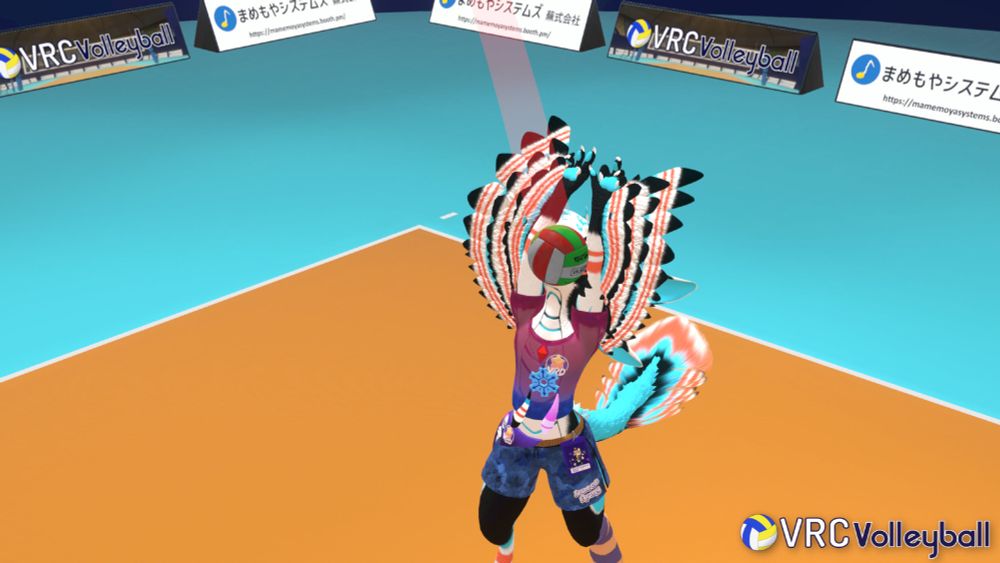 Avali getting a volleyball yeeted in the face