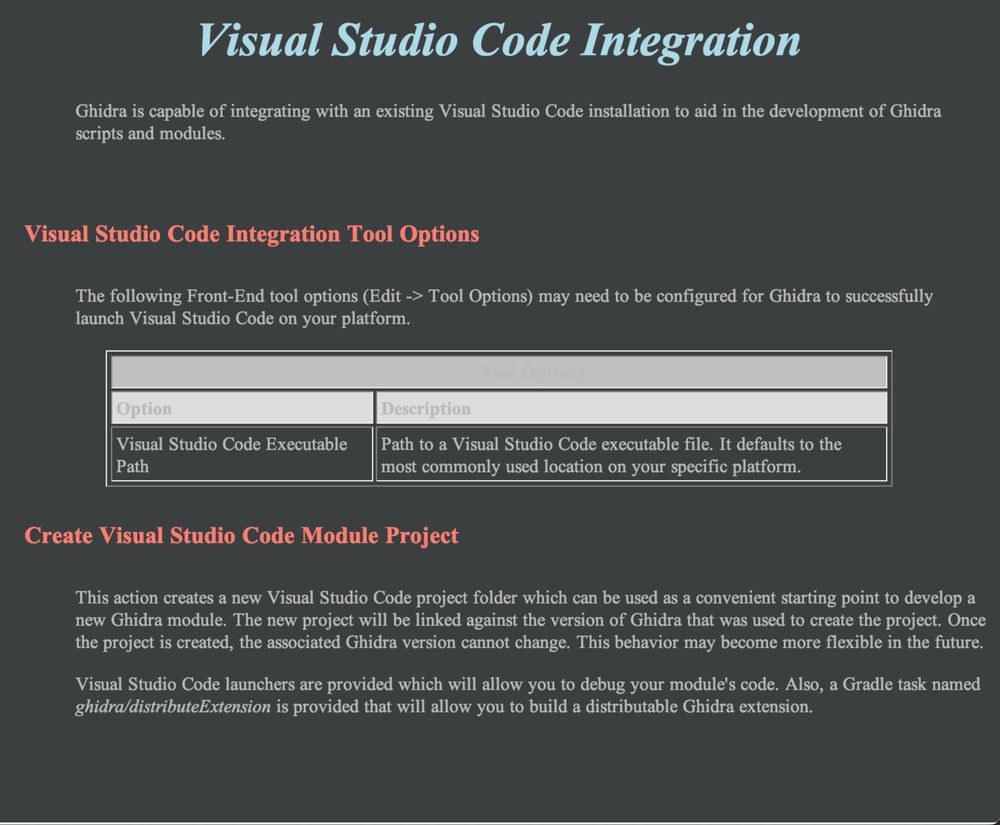 Help text for Ghidra's VSCode integration
