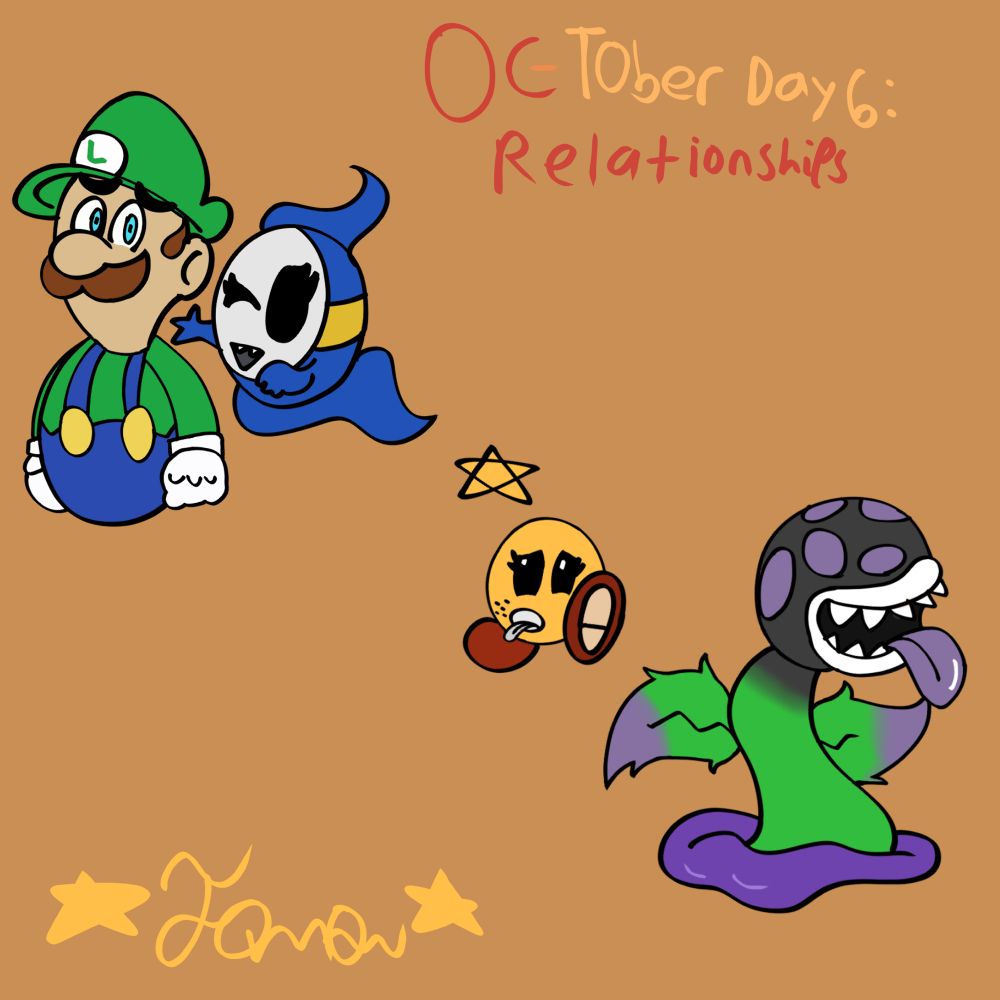 shari usually teases/messes with luigi. and a lot isn’t the cleanest individual so starlow finds him kinda gross