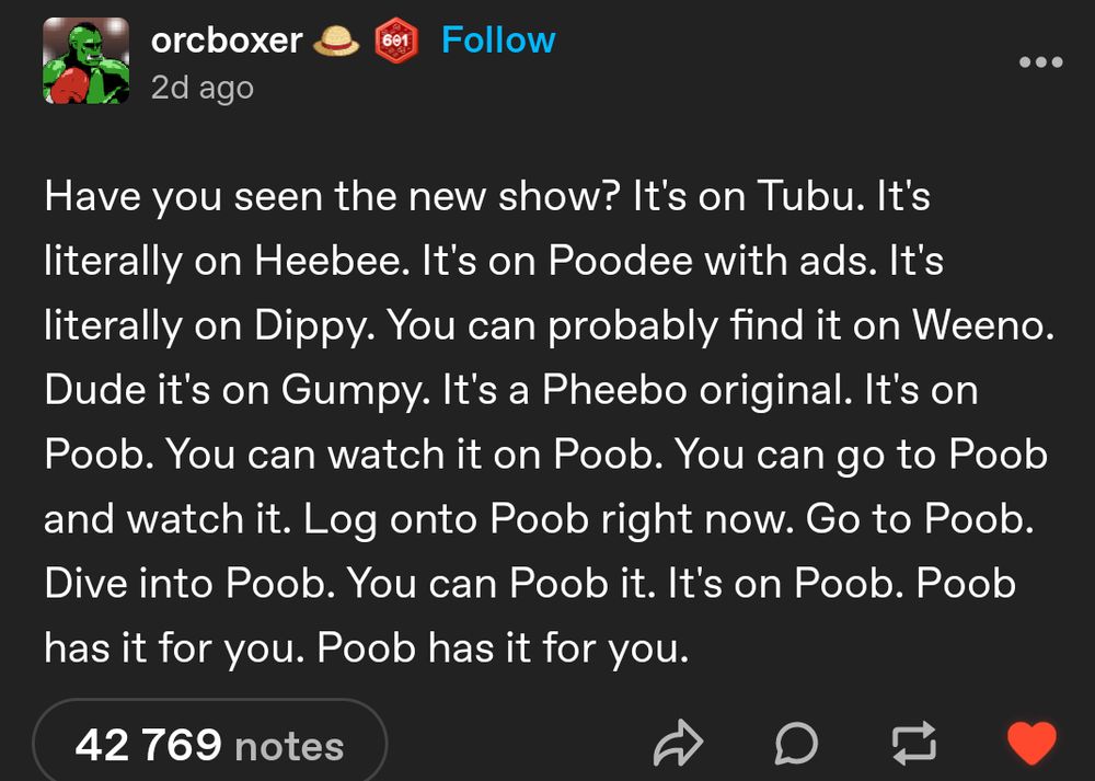 The “It’s on Poob” tumblr post