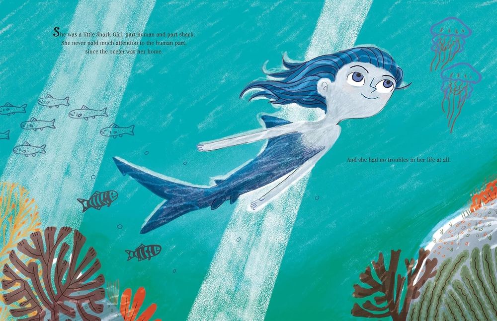 Shark girl spread: she's swimming in the ocean!