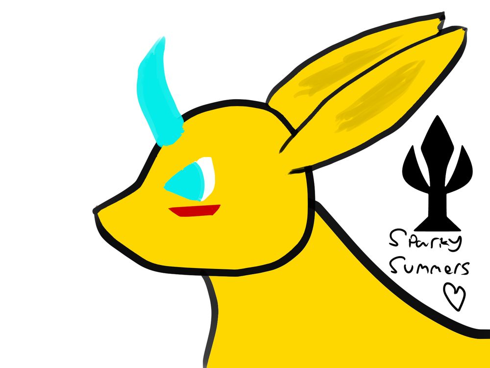 A low-detail picture of Sparky in full Carbuncle form. You can see their head and the neck, and just a little bit of the body. This is a profile view.