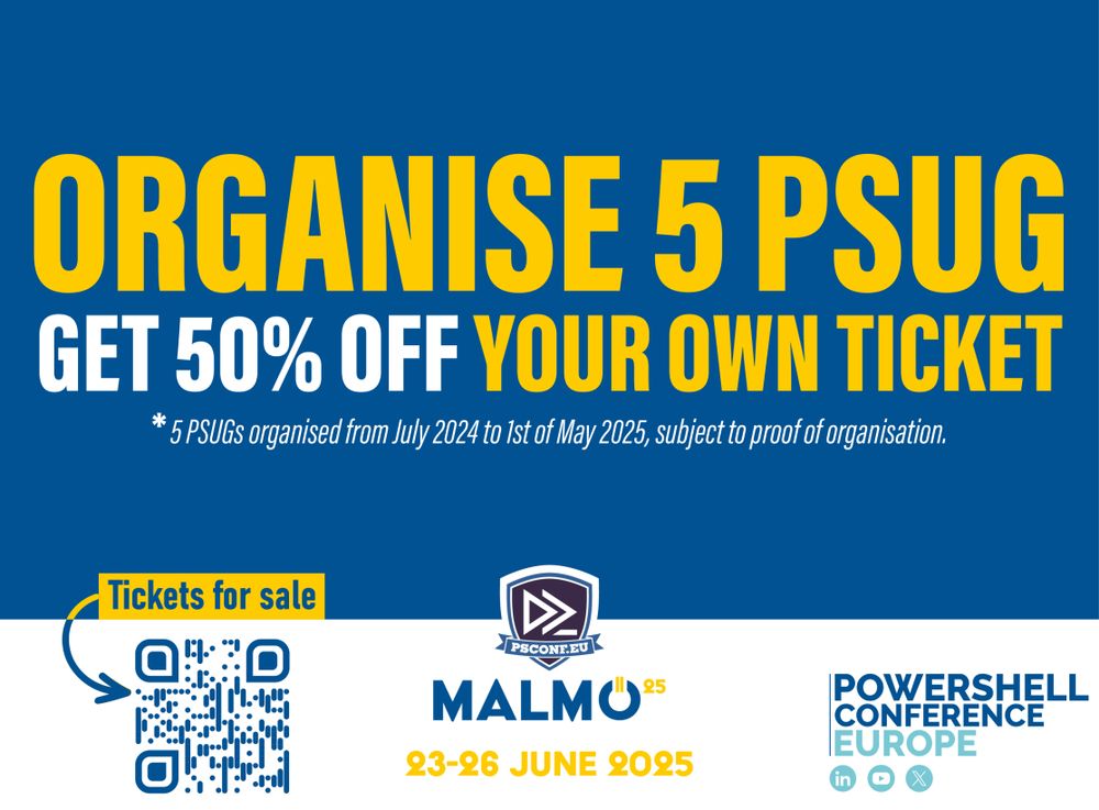 Organise 5 PSUG, get 50% off your own ticket