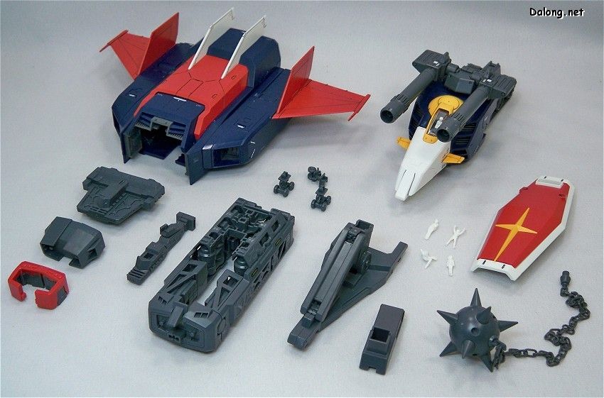 MG G-Fighter separated into parts, with accessories