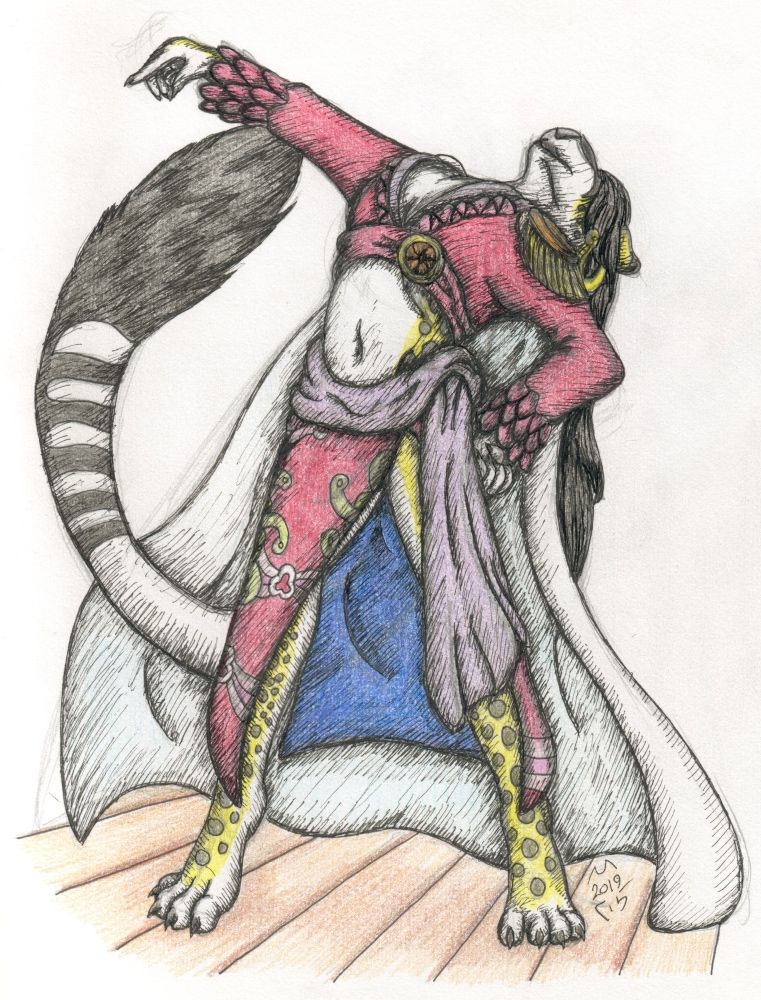 Colour pencil drawing of James coplaying as Boa Hancock.