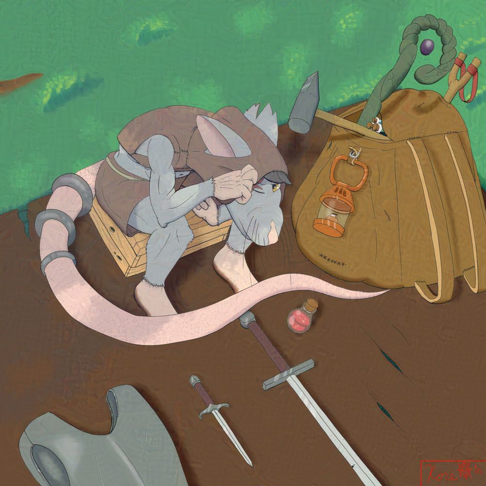 A rat lad selling his wares.